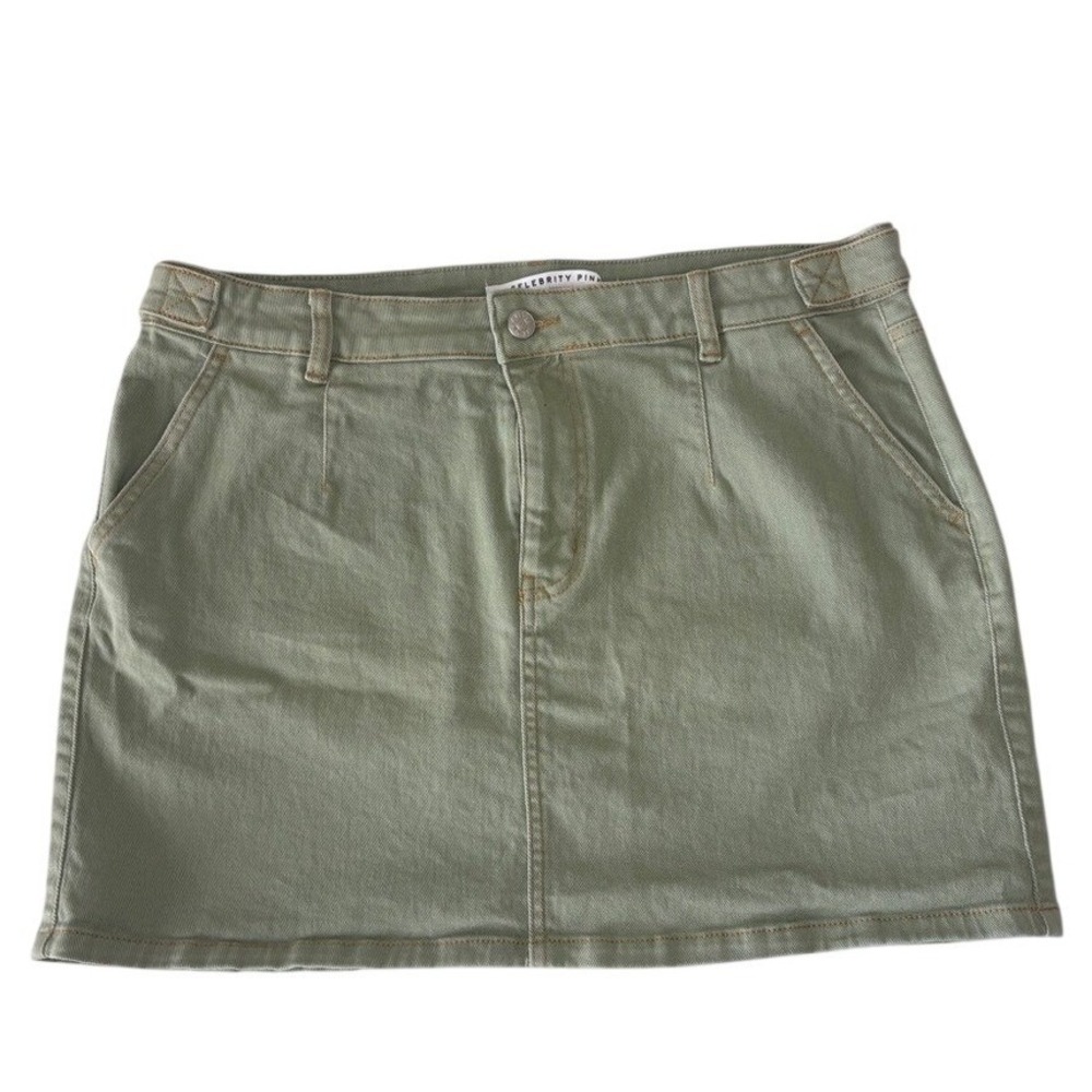 CLEARANCE-Celebrity Pink Sage Green Denim Mini Skirt